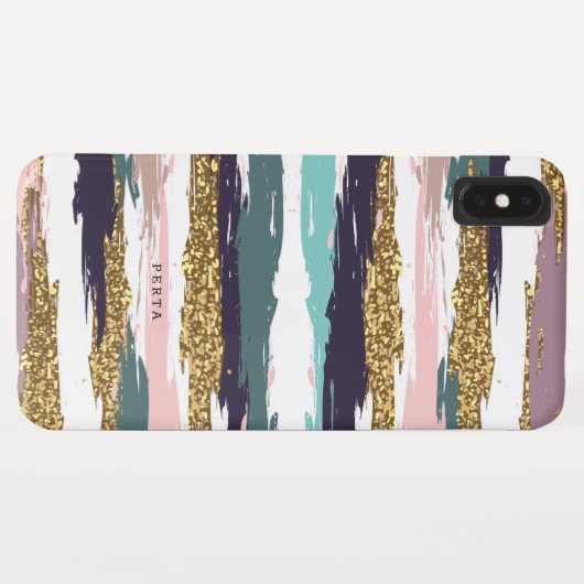 Messy waterverven strepen gouden glitter accent Case-Mate iPhone case (Achterkant (horizontaal))