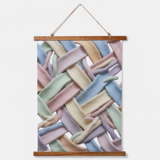 Messy weave Wood Topped Wall Tapestry Hangend Wandkleed (Voorkant)