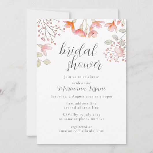 Messy Wildflowers Bruids Douche Uitnodiging (Voorkant)