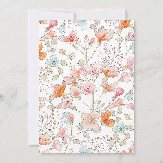 Messy Wildflowers Bruids Douche Uitnodiging (Achterkant)