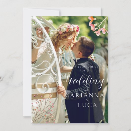 Messy Wildflowers bruiloft uitnodiging (Voorkant)