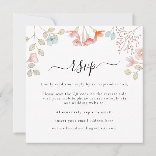 Messy Wildflowers RSVP Flat Kaart (Voorkant)