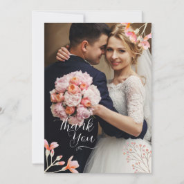 Messy Wildflowers Wedding Flat Bedankt Card