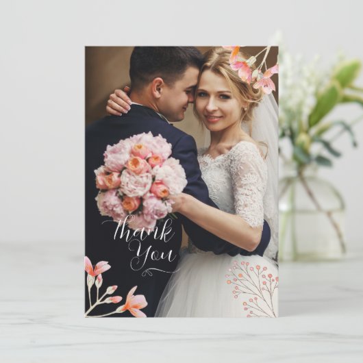 Messy Wildflowers Wedding Flat Bedankt Card (Staand voorkant)