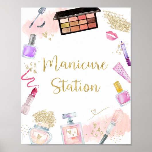 Meststation Glitz & Glam Spa Birthday Sign Poster (Voorkant)