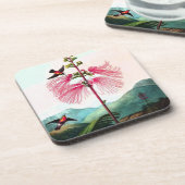 Mestvogels  mimosa-boombloeivogel bier onderzetter (Linkerzijde)