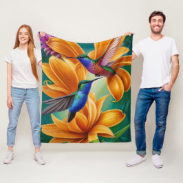 Mestvogels op Oranje bloesems Fleece Deken