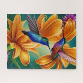 Mestvogels op Oranje bloesems Legpuzzel (Horizontaal)