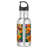 Mestvogels op Oranje bloesems Waterfles (Achterkant)