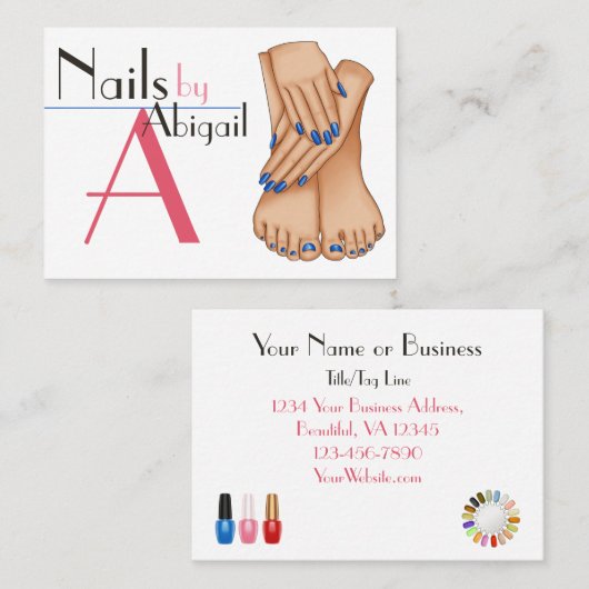 Mestvoorspellingen van Trendy Chic Nail-technicus Visitekaartje (Voorkant / Achterkant)