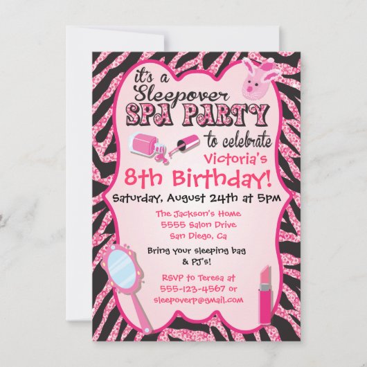 Mesuepover Spa Birthday Party Invitations Kaart (Voorkant)