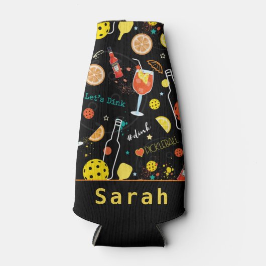 Met aangepaste tekst Dinks & 🍾 🥂 drinken - pickl Flesjeskoeler (Voorkant)