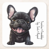 Met aangepaste tekst, 🐶Franse puppy Kartonnen Onderzetters (Voorkant)