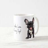 Met aangepaste tekst, 🐶Franse puppy Koffiemok (Voorkant rechts)