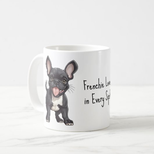 Met aangepaste tekst, 🐶Franse puppy Koffiemok (Voorkant links)