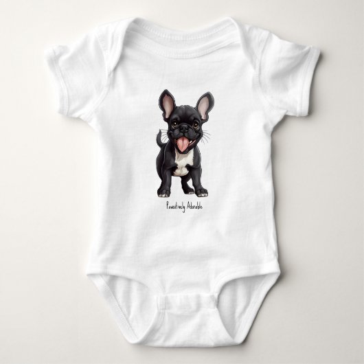 🐶Met aangepaste tekst, Franse puppy Romper (Voorkant)