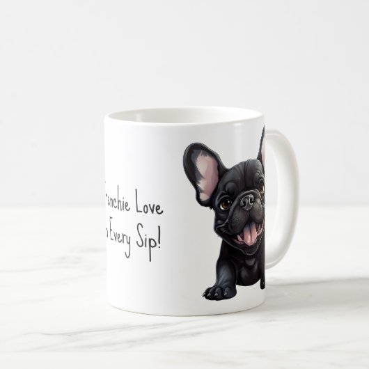 Met aangepaste tekst, 🐶Frenchie puppy Koffiemok (Voorkant rechts)