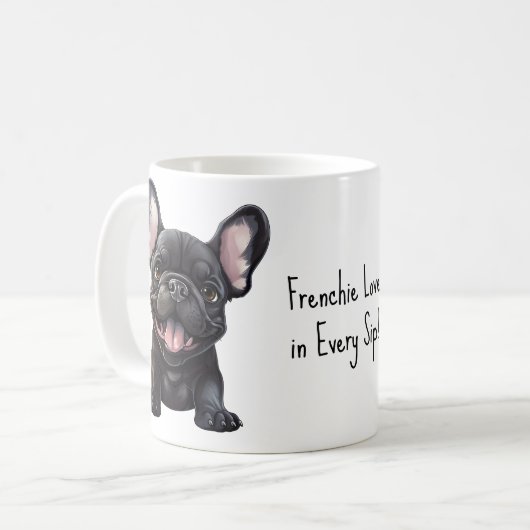 Met aangepaste tekst, 🐶Frenchie puppy Koffiemok (Voorkant links)