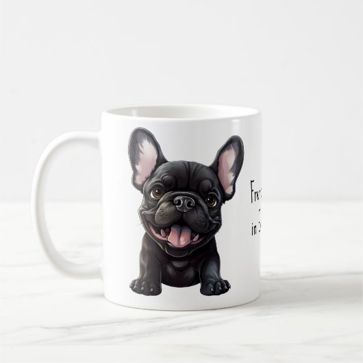 Met aangepaste tekst, 🐶Frenchie puppy Koffiemok (Links)