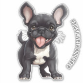 🐶Met aangepaste tekst, Frenchie puppy Sticker (Voorkant)