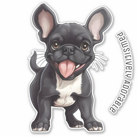 🐶Met aangepaste tekst, Frenchie puppy Sticker (Voorkant)