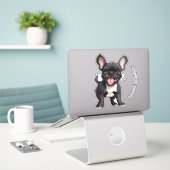 🐶Met aangepaste tekst, Frenchie puppy Sticker (Laptop op bureau)