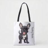 🐶Met aangepaste tekst, Frenchie puppy Tote Bag (Voorkant)