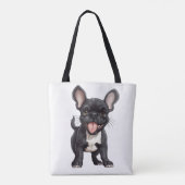 🐶Met aangepaste tekst, Frenchie puppy Tote Bag (Achterkant)