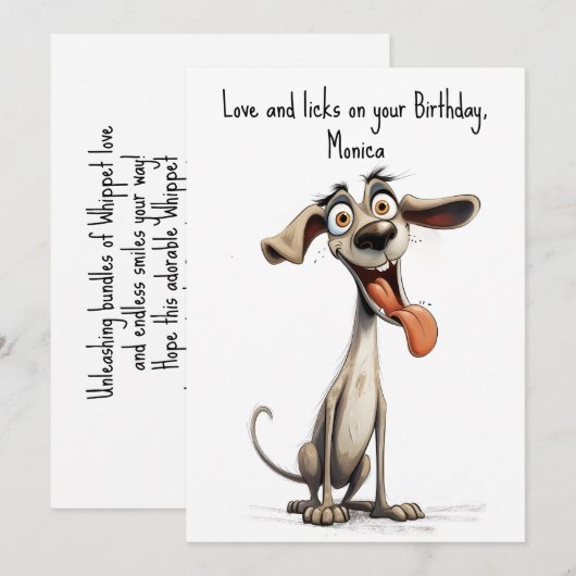 Met aangepaste tekst, 🐶gek 🤪 whipet feestdagenkaart (Voorkant / Achterkant)