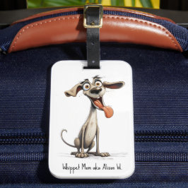 Met aangepaste tekst, 🐶gekke 🤪 whippet bagagelabel