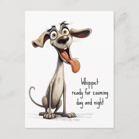 Met aangepaste tekst, 🐶gekke 🤪 whippet briefkaart (Voorkant)