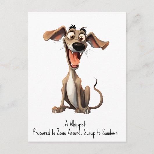 Met aangepaste tekst, 🐶gekke 🤪 whippet briefkaart (Voorkant)