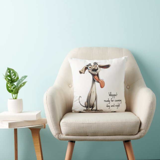 Met aangepaste tekst, 🐶gekke 🤪 whippet kussen (Stoel)