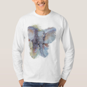 Met acryl geverfd olifantenkunstwerk t-shirt