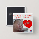 MET AL JE HEART Jackson Lee Daniels Vierkante Button 5,1 Cm (Voorkant /achterkant)