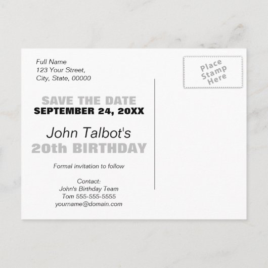 Met Art aanpasbare verjaardag Sla de datum op Aankondigingskaart (Achterkant)