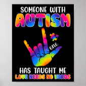 Met autisme heeft me ASL-bewustzijn geleerd Autism Poster (Voorkant)