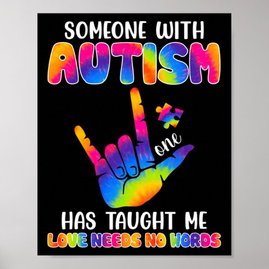 Met autisme heeft me ASL-bewustzijn geleerd Autism Poster (Voorkant)