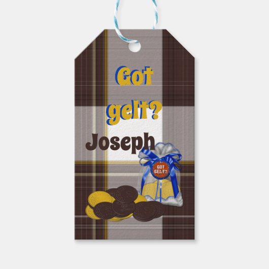 Met behulp van 'got-Gelt-Chocolate-Coin-Grouping'- Cadeaulabel (Voorkant)