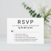 Met Bells op Funny Black en White Wedding RSVP Kaartje (Staand voorkant)