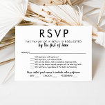 Met Bells op Funny Black en White Wedding RSVP Kaartje<br><div class="desc">De moderne bruiloft RSVP kaarten kenmerkt douanetekst die voor uw specifieke behoeften kan worden gepersonaliseerd. Deze versie bevat de antwoorddatum,  de unieke en creatieve formulering "met bells op" en de geplateerde maaltijden voor gasten om te kiezen uit.</div>