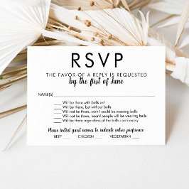 Met Bells op Funny Black en White Wedding RSVP Kaartje