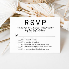 Met Bells op Funny Black en White Wedding RSVP Kaartje