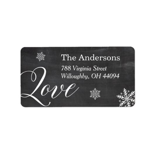 Met Black White Chalkboard Snowflakes van Love Scr Etiket (Voorkant)