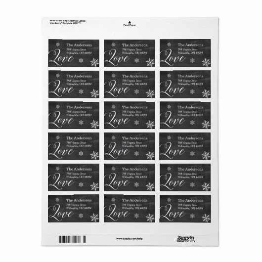 Met Black White Chalkboard Snowflakes van Love Scr Etiket (Full Sheet)