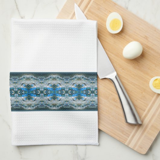 Met blauw en grijs gevlekt theedoek (Quarter Fold)