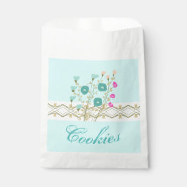 Met blauwe en roze bloemen bedankzakje