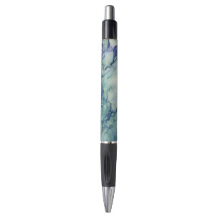Met & Blauwe Tint Marmeren Print Pen