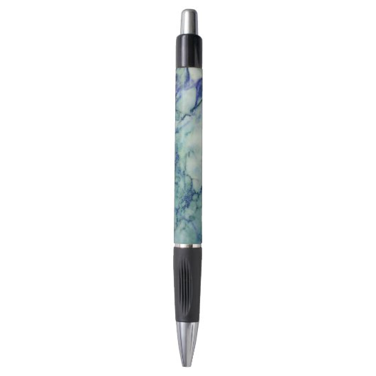 Met & Blauwe Tint Marmeren Print Pen (Voorkant Verticaal)