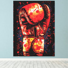 Met Bloed Bespatte Rode Bokshandschoenen Dramatisc Canvas Afdruk